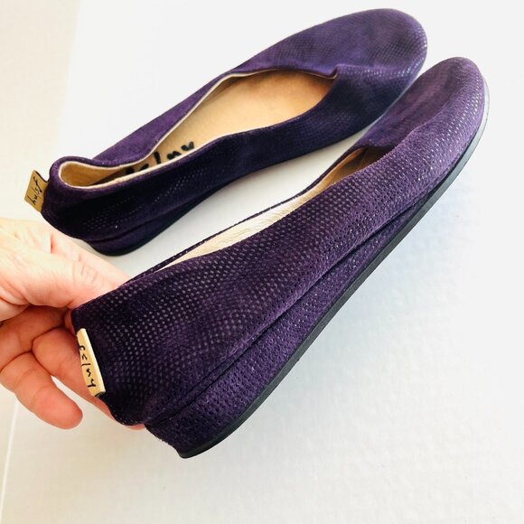French Sole Shoes - French Sole FS/NY Sz 38 Purple Suede Leather Slip-on Wedge Heel Shoes Flats‎